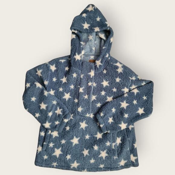 KOOLABURRA By Ugg Sweater Women's Sz M Sherpa 1/4 Snap Pullover Stars Soft - Picture 1 of 7